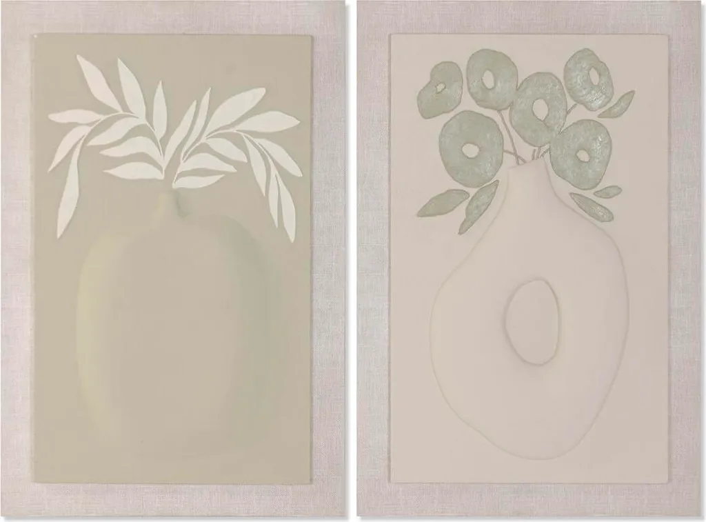 Tableau Image Home ESPRIT Vert Beige Vase Scandinave 80x120cm - Set 2