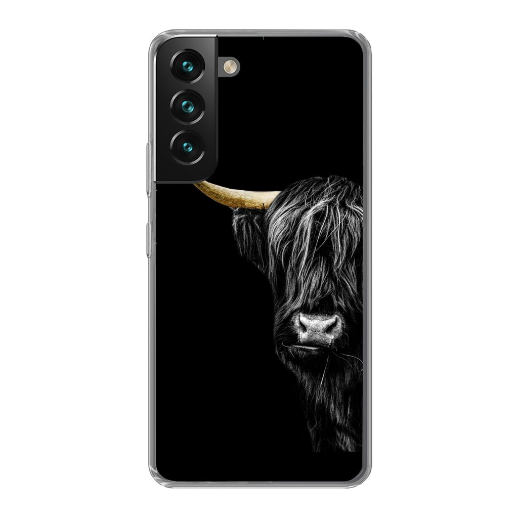 MuchoWow Handyhülle Schutzhülle Hülle für Samsung Galaxy S22 Plus Schottischer Hochländer - Kühe - Gold Silikon Softcase Handy Hülle - Sch...
