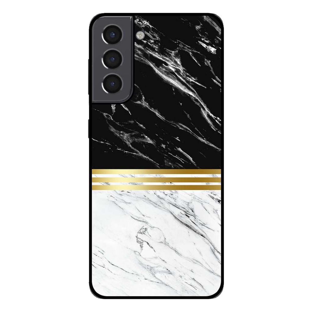 Smartphonica Handytasche für Samsung Galaxy S22 Plus Marmor-Look - Rückseite Abdeckung Marmor Fall - Schwarz Weiß