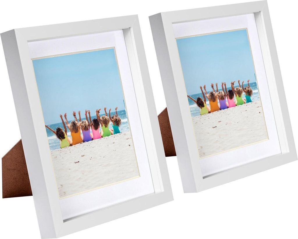 2x weiß 8 "x 10" 3D Box Fotorahmen mit weiß 5 "x 7" montieren - stehend hängend handwerk schattenbild display - von nicola frühling