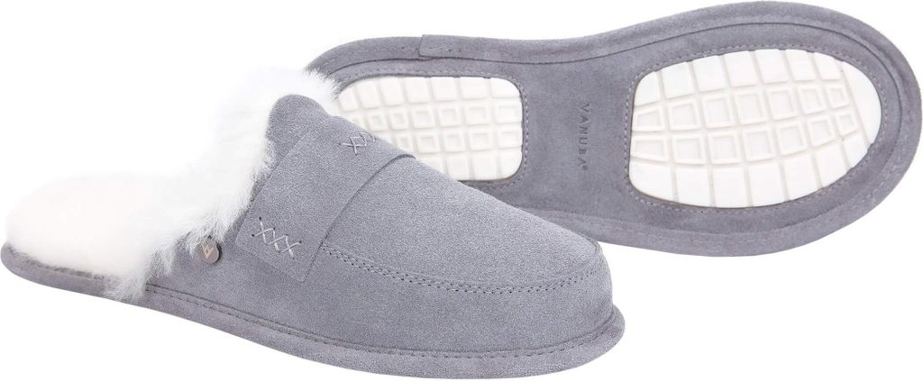 Vanuba Abby Lammfell Pantoletten Damen Schuhe - Badelatschen Damen Hausschuhe - Leder Wolle Pantoffeln Damen - Bequeme Schuhe Damen Lammfell-Haussc...