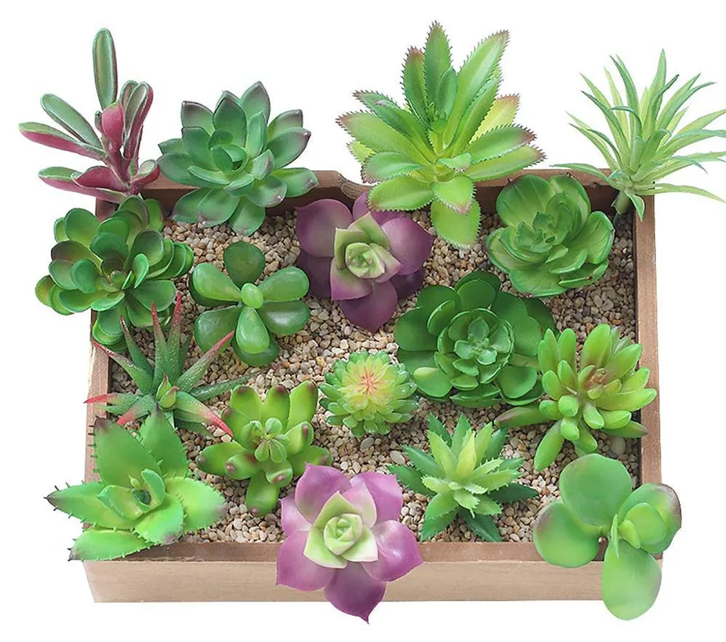 Lot de 16 Succulentes Artificielles, Assortiment Fleurs Grasses pour DIY