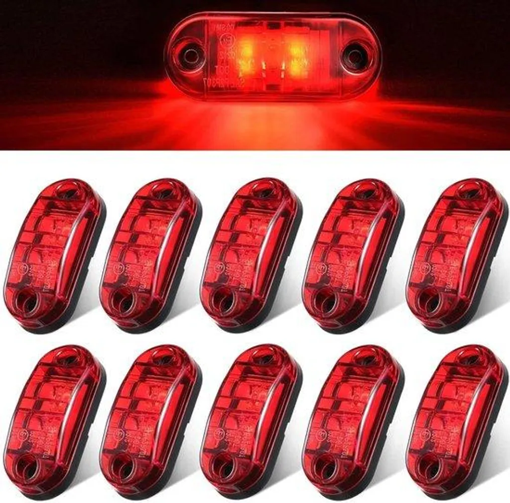 Feux LED étanches pour remorque 12V/24V rouges haute visibilité - 10pcs