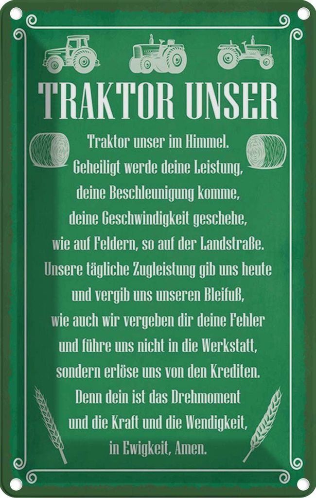 vianmo Blechschild 18x12 cm Traktor unser in Ewigkeit Amen Dekoration Spruch Zitat
