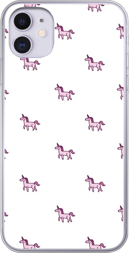 MuchoWow Handyhülle Schutzhülle Hülle für Telefoonhoesje iPhone 11 Mädchen - Einhorn - Rosa - Muster - Mädchen - Kind - Kinder Silikon Soft...