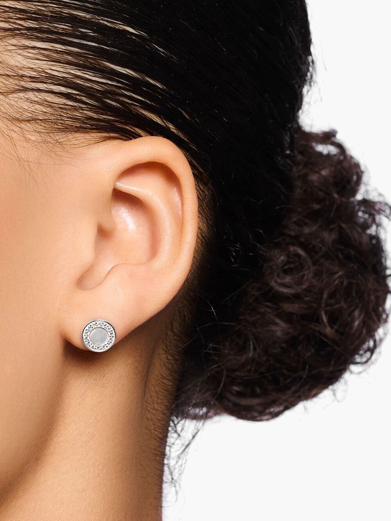 Pendientes De Botón Thomas Sabo - Plata De Ley 925, Diseño Media Luna Con Circonitas
