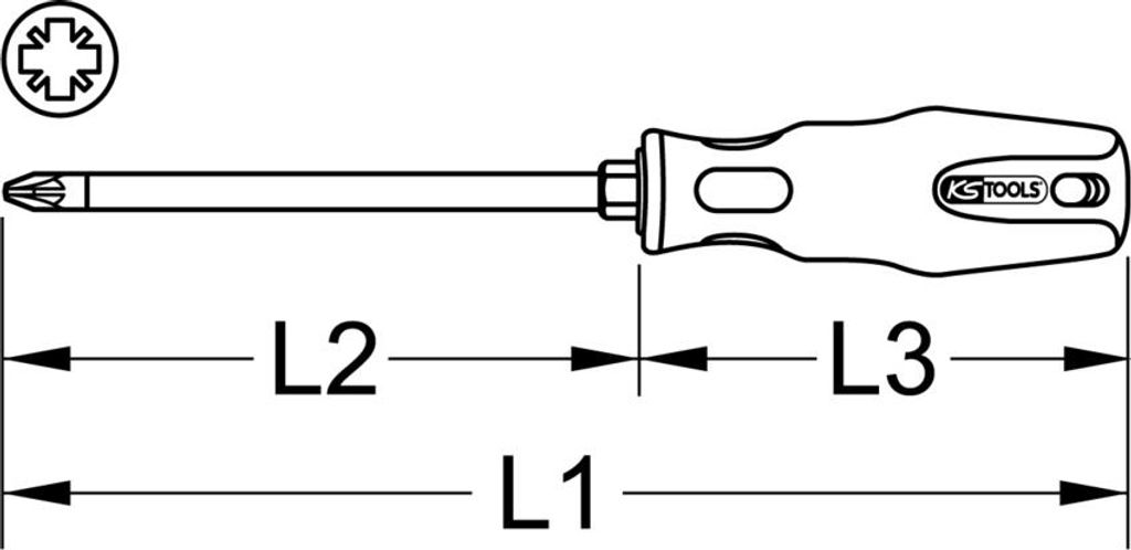 KS TOOLS 159.1047-E ERGOTORQUEplus Schraubendreher, PZ0, 180mm, auf Hänger