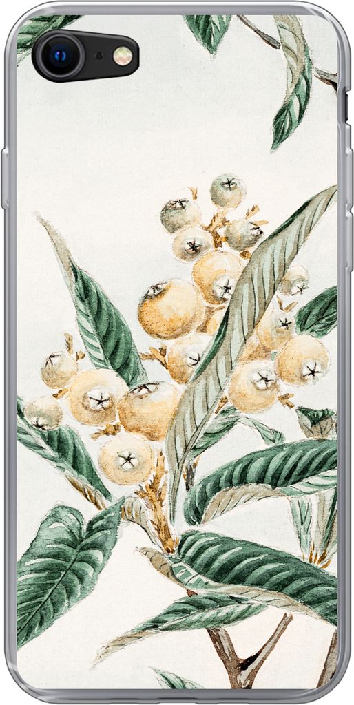 MuchoWow Handyhülle Schutzhülle Hülle für Telefoonhoesje iPhone 7 Blätter - Beere - Japanisch - Design Silikon Softcase Handy Hülle - Karte...