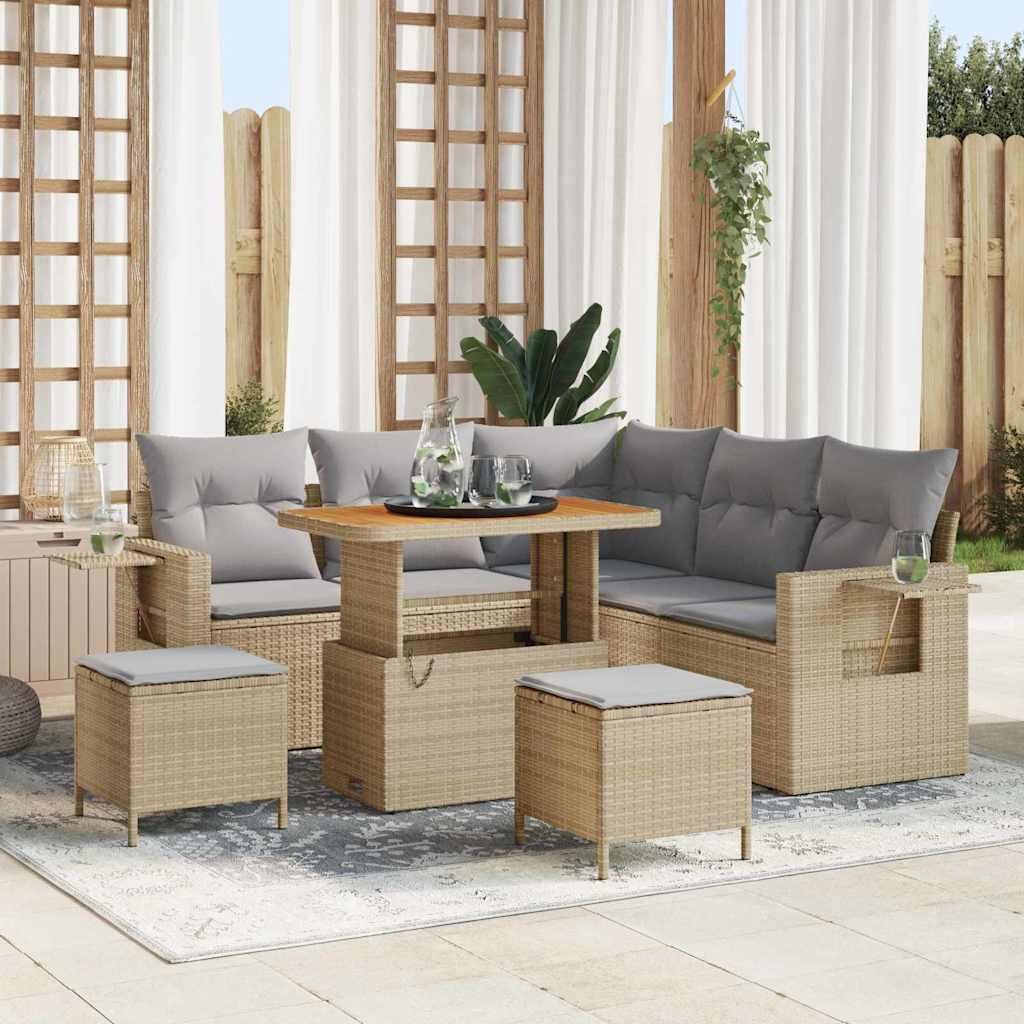 Maison Exclusive - Gartensofa-set mit Kissen 8 pcs Beige Poly-Rattan