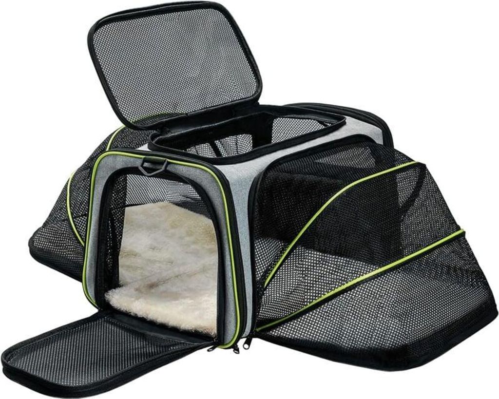Weiche, faltbare Transporttasche für Katzen/Hunde mit herausnehmbarer Luftmatratze. Maximale Tragkraft: 7 kg. 40 x 25 x 25 cm. Graue Katzentranspo...