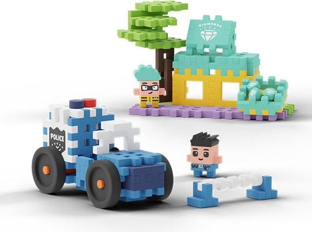 Marioinex Klocki Konstrukcyjne mini City Auto Policyjne i Sklep Jubilerski 80 el