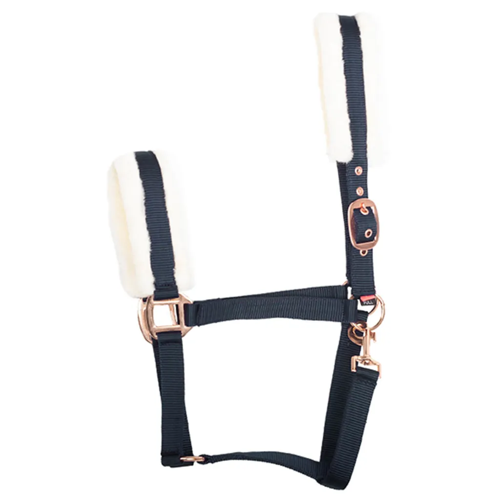 Licol doux avec fourrure IRHClassic Fur Navy Full pour cheval sensible