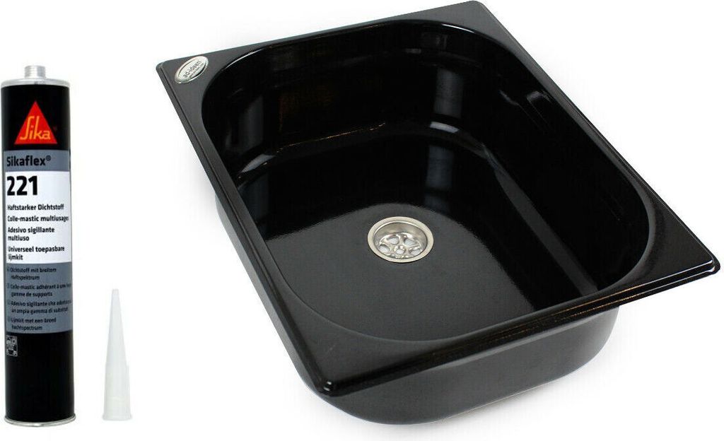 Lavello in acciaio inox nero Lavandino da campeggio + Immagine del prodotto 