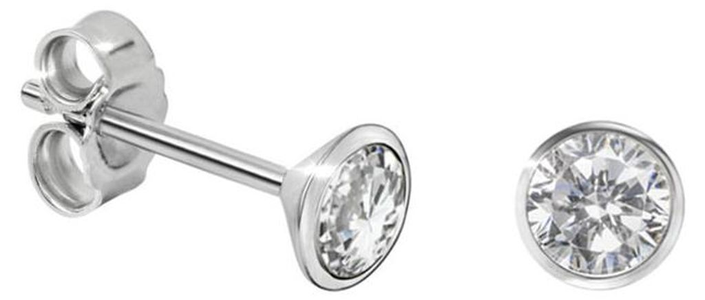 Solitär Ohrstecker Silber 925 Ohrringe mit Zirkonia 4 mm Produktbild 