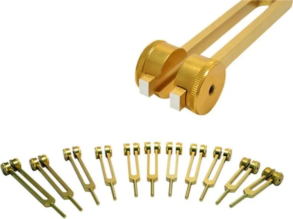 Stimmgabeln Kosmische Oktave 11 Gabeln goldfarbig -- 36 cm