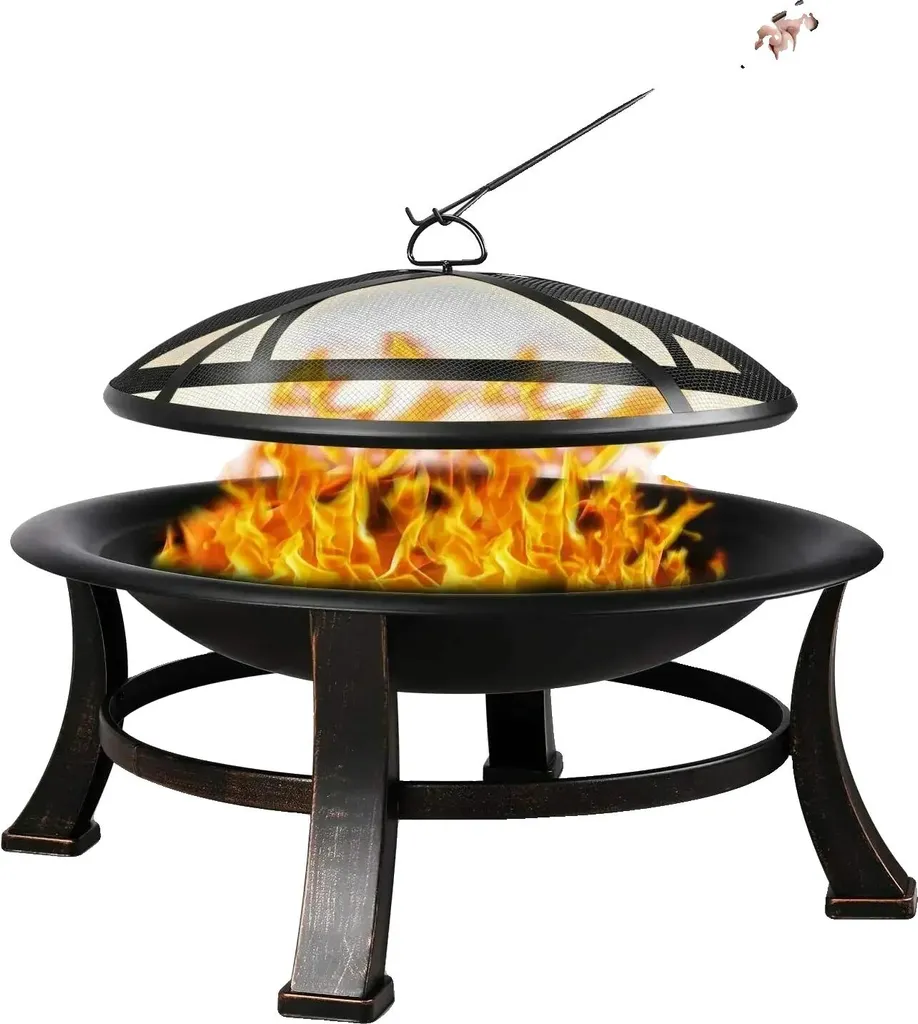 Foyer Extérieur pour Soirées Terrasse en Acier avec Protection Anti-braise