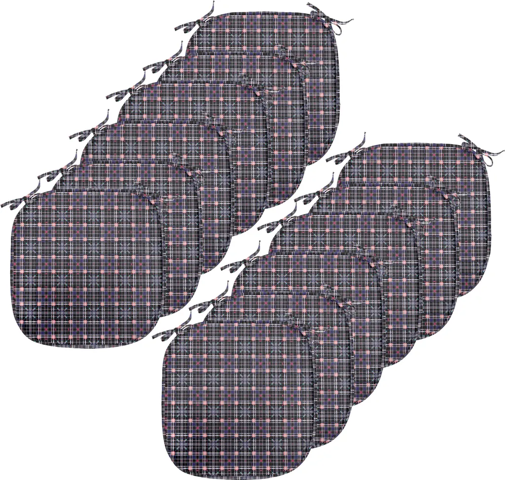 Coussin de Chaise Imperméable à Carreaux 40x40 cm - Lot de 12 Pièces