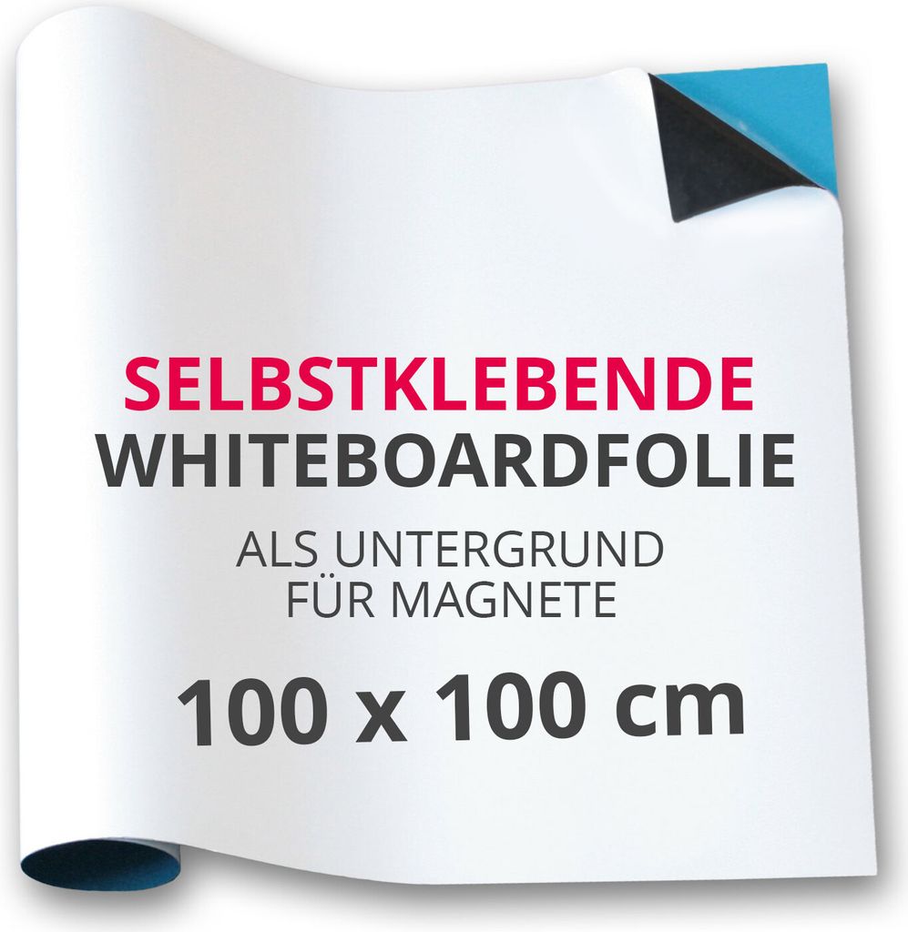 Magstick Ferrofolie Whiteboard-Folie selbstklebend I 100 x 100 cm I flexibel beschreibbar abwischbar I Haftgrund für Magnete I in weiß I mag190
