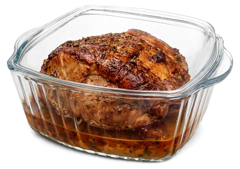 Quadratische Brat- und Backform mit Deckel | 1,7L | Glas Auflaufform mit Griffen | Kasserolle für Lasagne, Auflauf, Gratin, Kuchen und Desserts | ...
