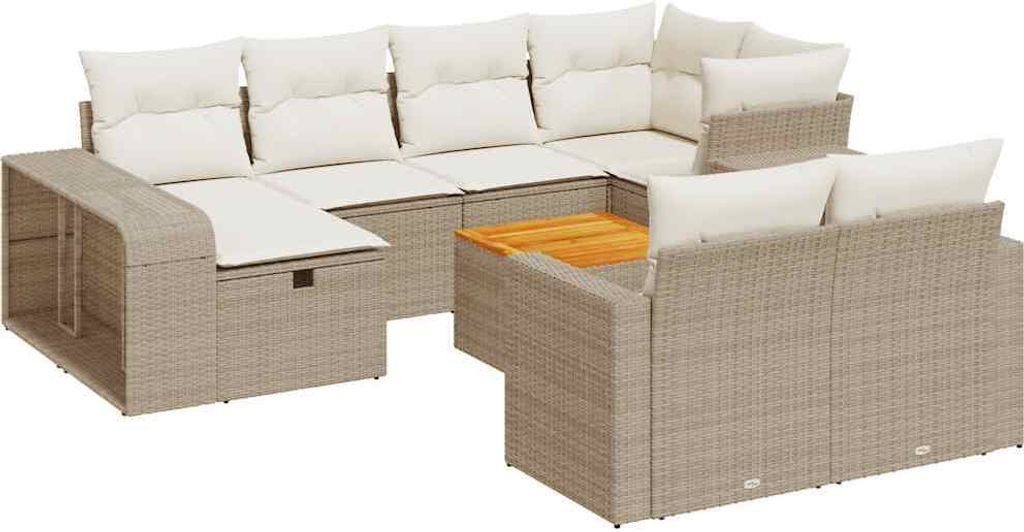 "2026 MODERNE" 11-tlg. Garten-Sofagarnitur/Garten-Essgruppe - Lounge-Set - Balkonmöbel Set - mit Kissen Beige Poly Rattan - Gartenmöbelset CC5330222