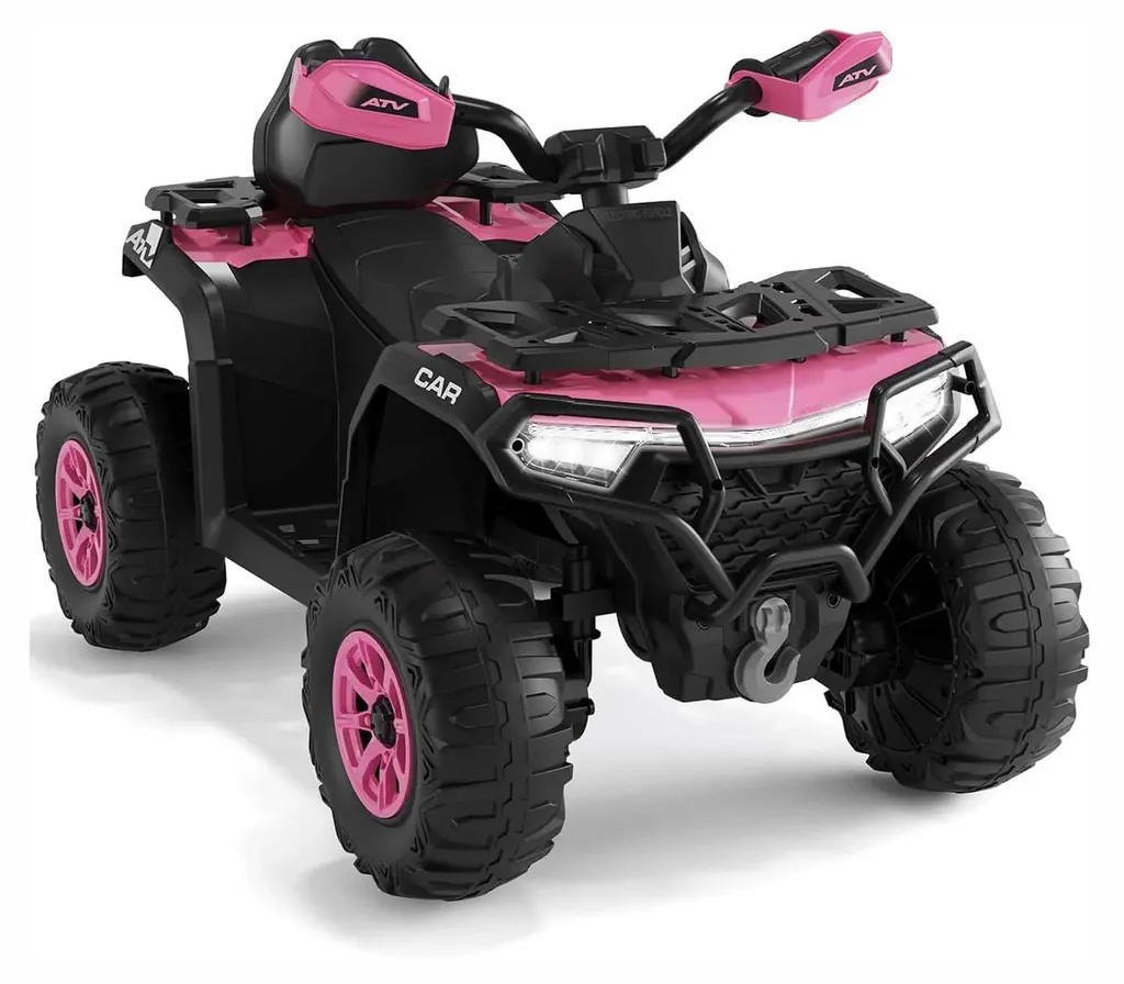 Voiture électrique 12V rose pour loisirs extérieurs et autonomie