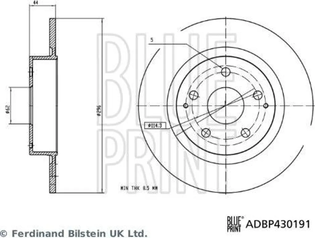 Disque de frein BLUE PRINT ADBP430191 pour Yaris - OE 424310D210 Arrière