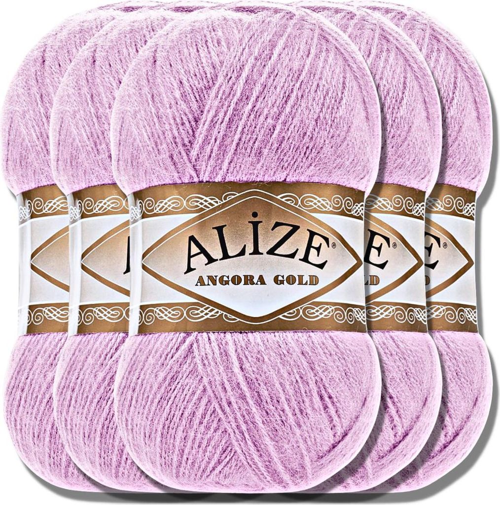 Alize 5x 100g Angora Gold Wolle, Uni, Häkeln, Stricken Produktbild 