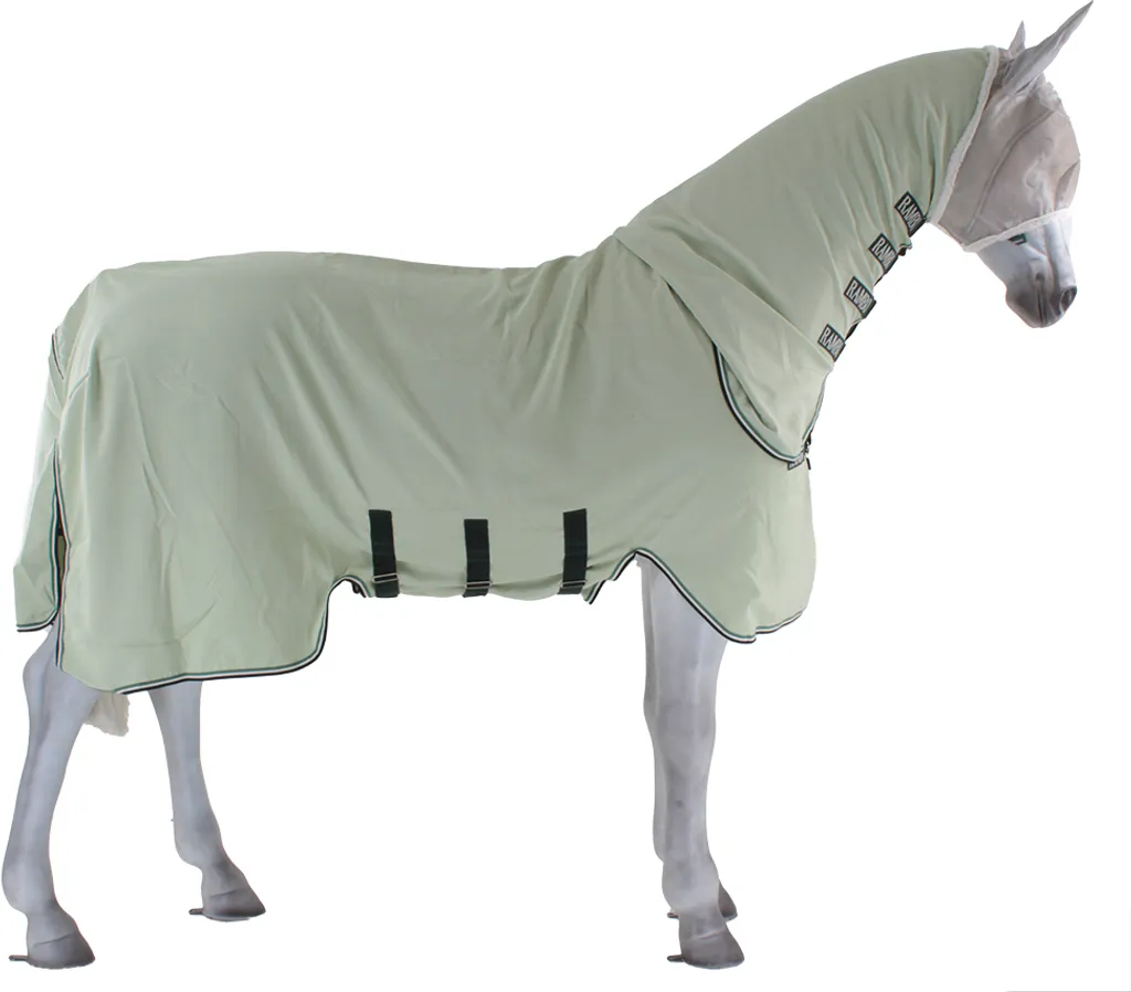 Couverture Rambo Hoody Anti-UV et Dermite Horseware Ireland Vert et Beige