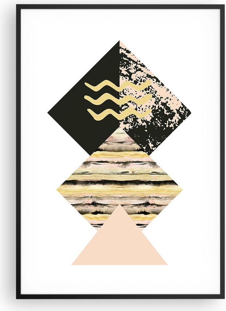 Gerahmtes Poster - Schwarzer Rahmen - Abstraktion Diamant Gürtel - 70x100 cm - Wand Bild - Wanddeko - Wandbilder - Wandposter - Bilderrahmen - Bil...