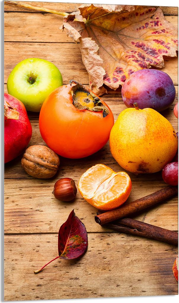 Herdabdeckplatte 30x52 Glaskeramikkochfeld Abdeckung Spritzschutz Glasplatte Deko Schneidebrett, Obst Bunt