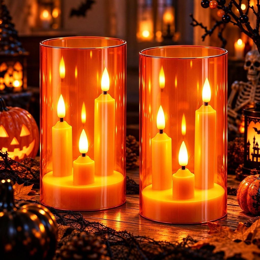 Da by 2 Stück 3-Kern LED-Stabkerzen, Transparente Orange Produktbild 