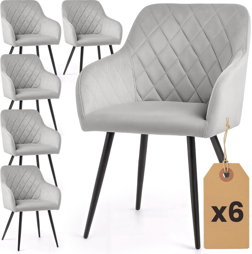 6er Set Velours Esszimmerstühle mit Rautensteppung VELTO Produktbild 
