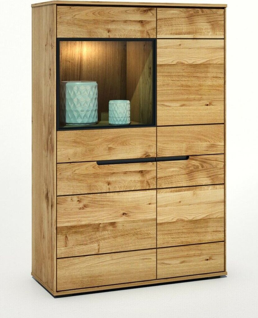 Vitrine - Eiche geölt teilmassiv - Glas - B 102 cm - 4 Produktbild 