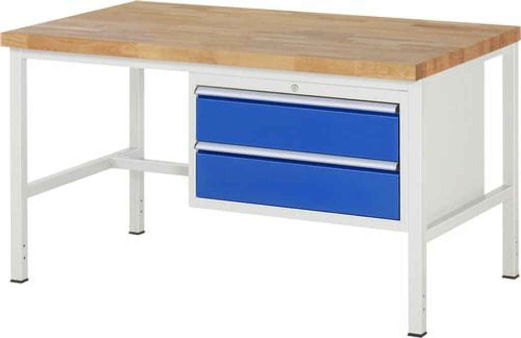 Werkbank mit 2 XL Schubladen - Teilauszug - 180:2 - höhenverstellbar 840-1.040 mm - 1.500 x 900 mm (BxT) - Traglast 1.250 kg - Buche