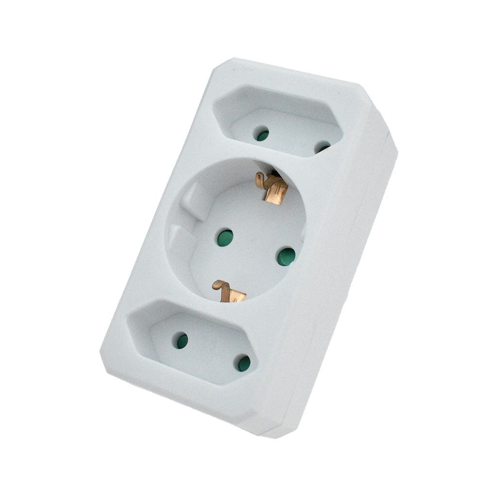 Adaptersteckdose 2 Euro + 1 Schutzkontakt Produktbild 