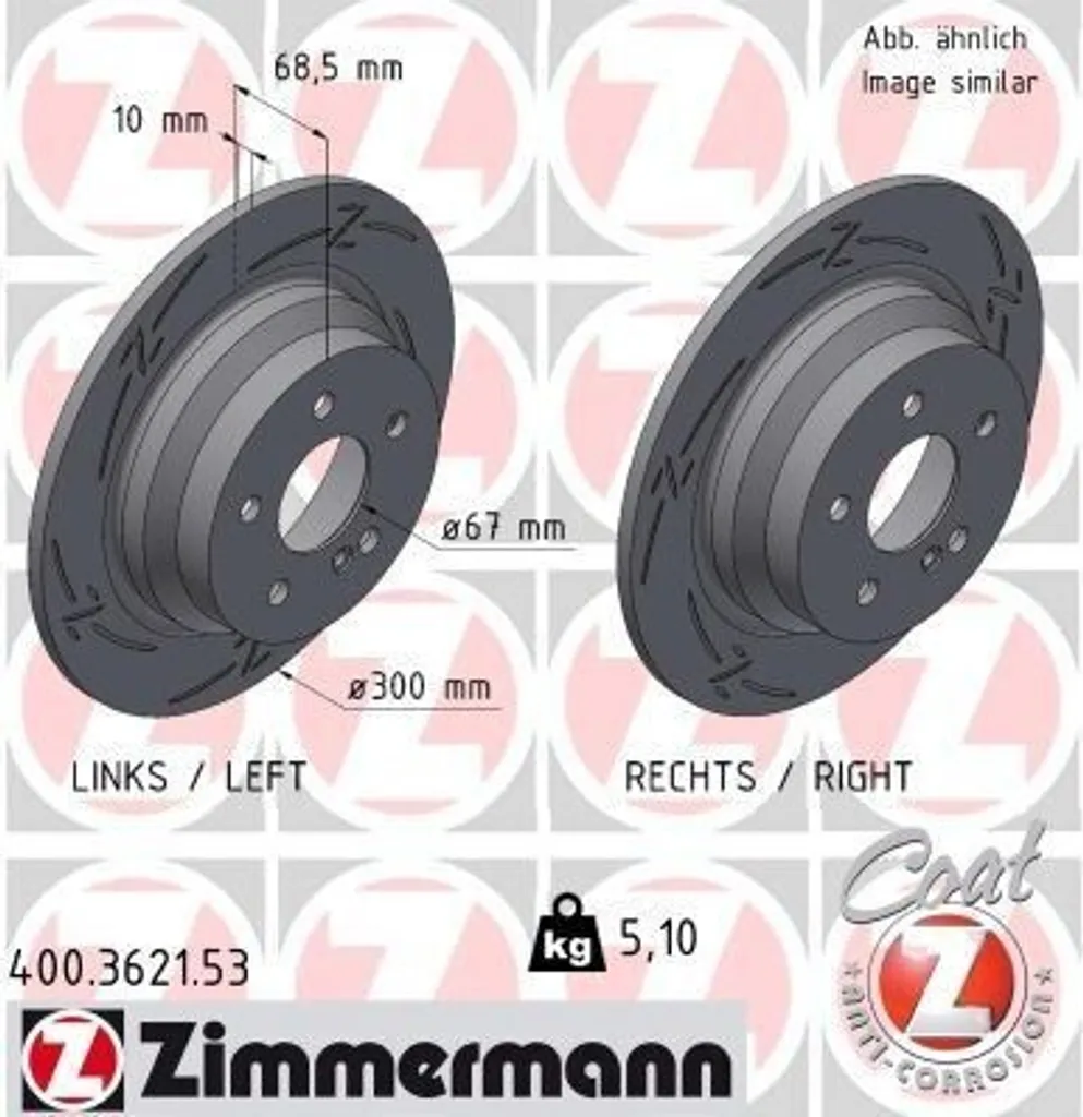 Zimmermann 400.3621.53 Disque de frein pour Mercedes Classe E W212 W211