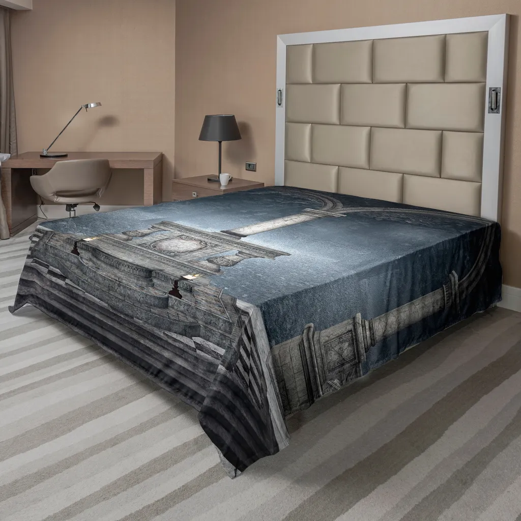 Drap de lit plat gothique ABAKUHAUS autel hivernal bleu gris 266x260 cm