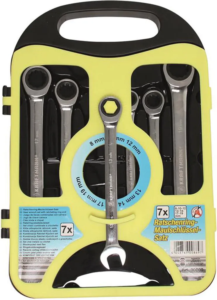 Set Chiavi Combinate a Cricchetto 8-19 mm | 7 pz per Meccanica e Casa