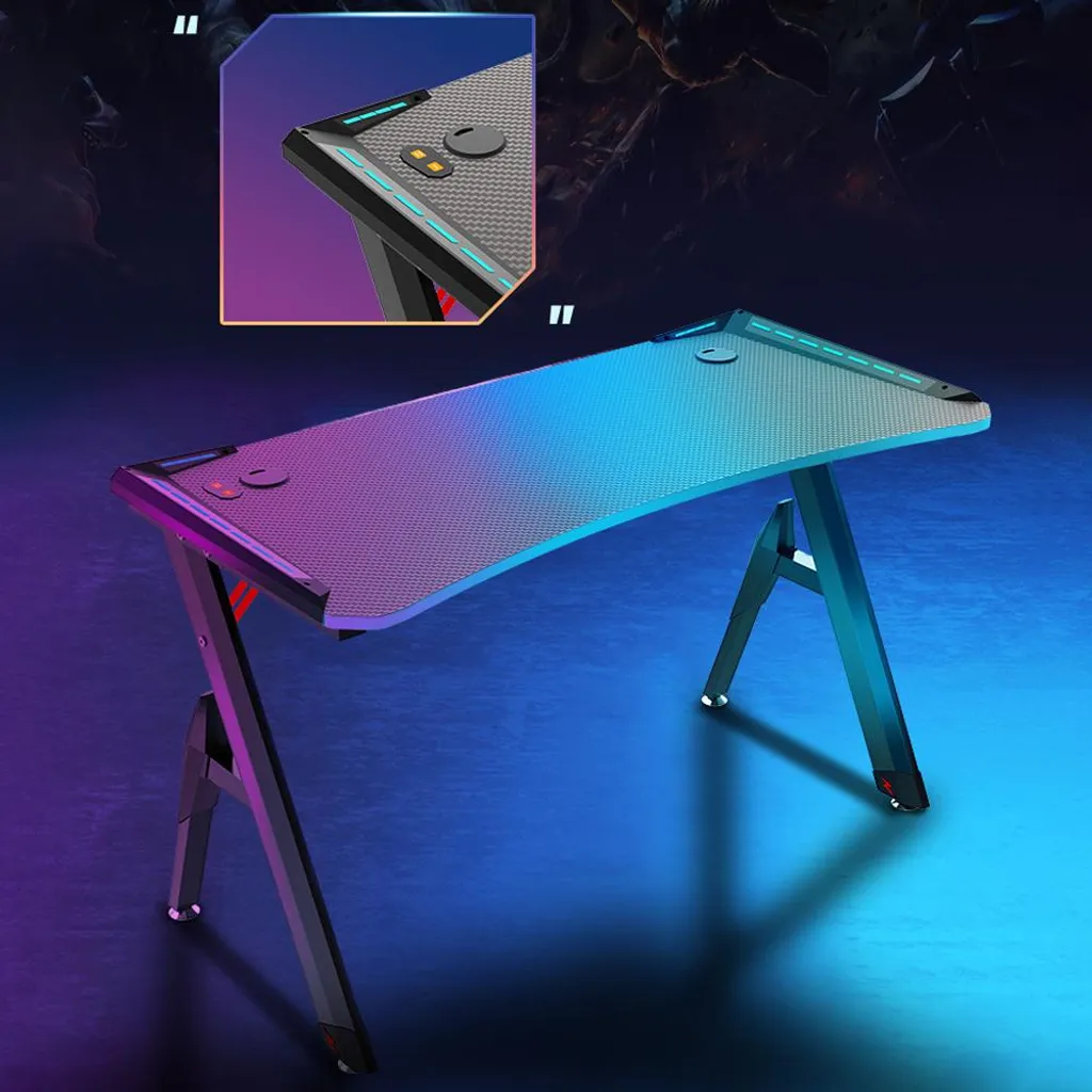 Bureau Gaming RGB 120cm Table PC Noire avec Gestion de Câbles Intégrée - 3