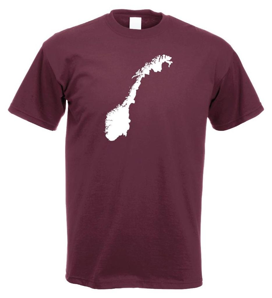 Kiwistar - T-Shirt - Burgund - Norwegen Umriss Kontur Herren Funshirt Bedruckt Design Sprüche Spruch Motive - mit Motiv Bedruckt - Funshirt Design...