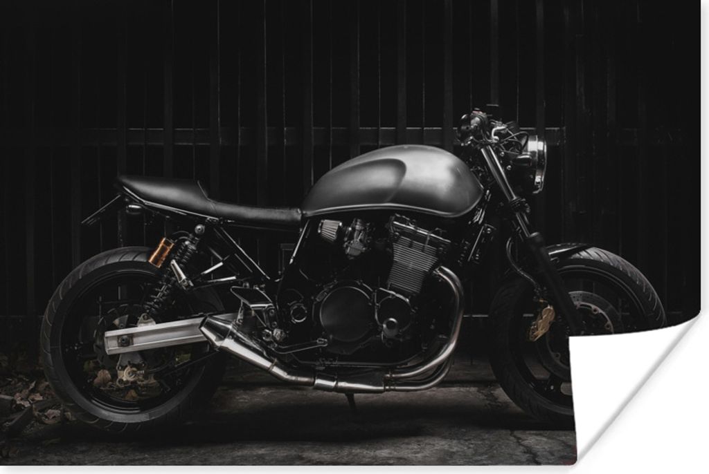 MuchoWow Poster Seitenansicht eines schwarzen Motors 30x20 cm - Plakate - Print