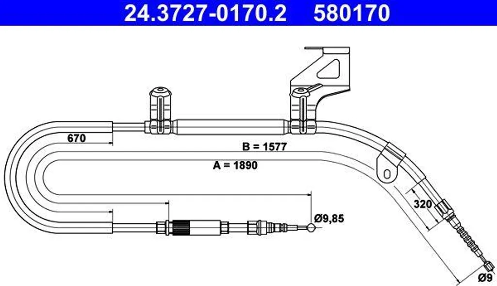 Câble de frein de stationnement pour Passat 3B - Qualité OE 3B0609722N