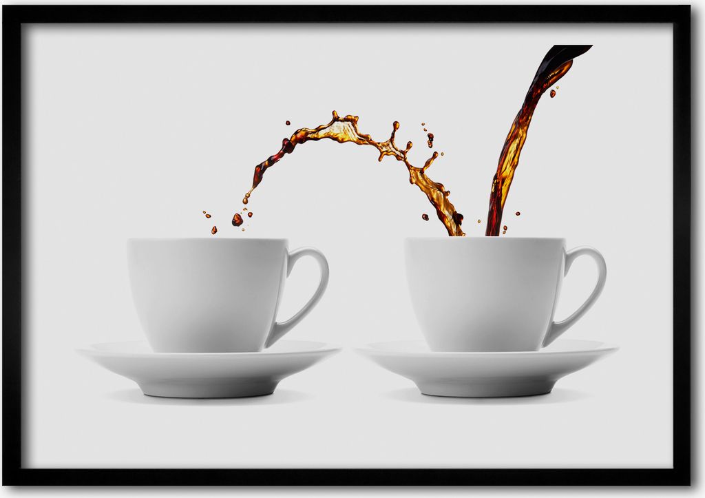 Bild - Bilderrahmen - 100 cm x 70 cm - MDF - Rahmen - Foto - Wandkunst Gießen Sie den Kaffee
