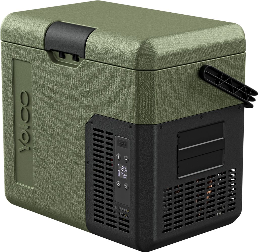 Yolco ET18 GREEN Kühlbox Kühlschrank Gefrierbox Mini tragbare Elektrische Kühlbox mit Kompressor 12/24V DC für Auto, LKW, Boot