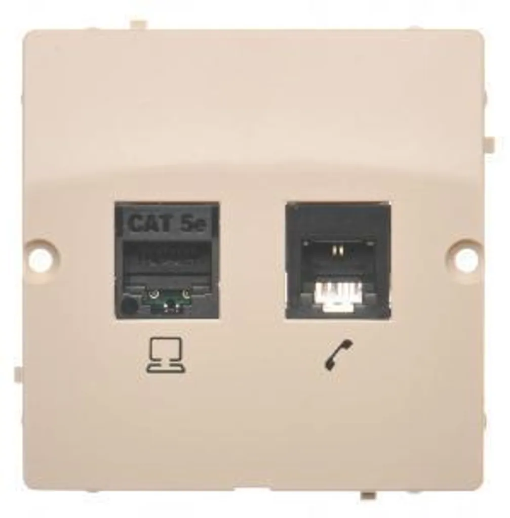 Prise mixte RJ45 et RJ11 beige Simon Basic pour réseaux domestiques