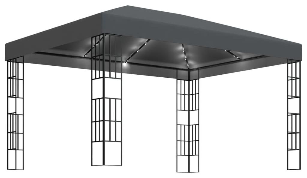 vidaXL Pavillon mit LED-Lichterkette 3x4 m Anthrazit