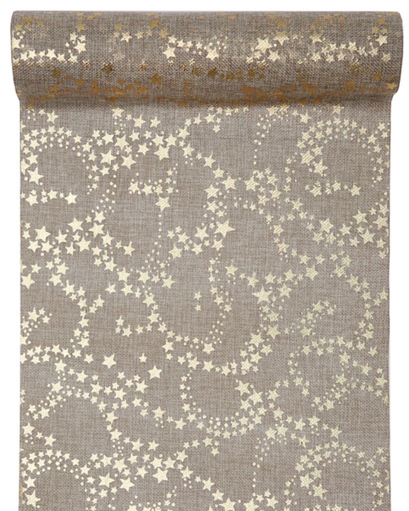 Tischläufer Jute Look Weihnachten Sterne in Hellbraun / Produktbild 
