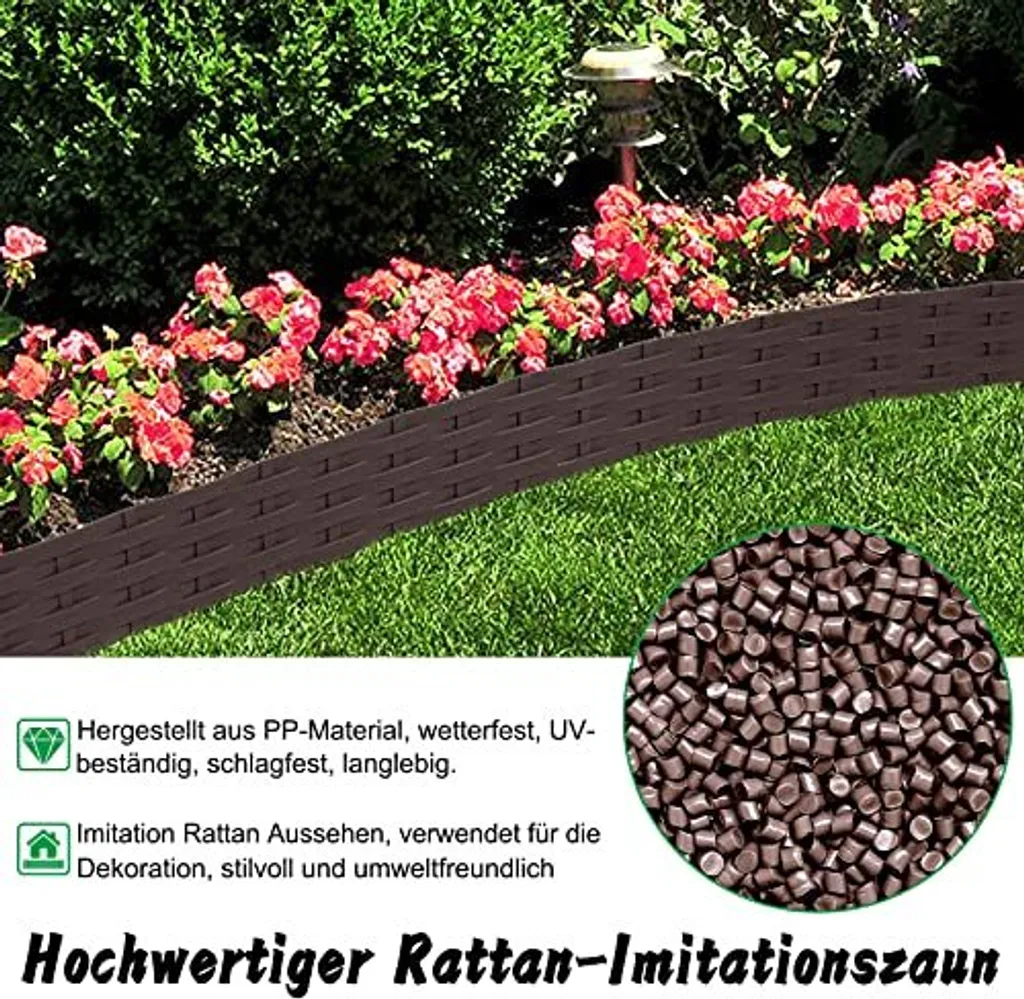 Bordure de pelouse 10m pour délimiter vos massifs de fleurs marron