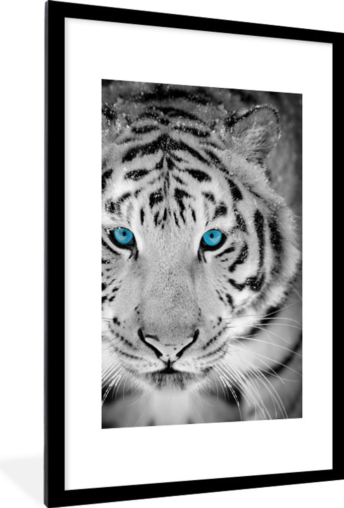 MuchoWow MuchoWow Gerahmtes Poster Tiger - Kopf - Augen 60x90 cm - Poster mit zchwarzem Bilderrahmen - Dekoration - Wandposter Wohnzimmer - Hoc...