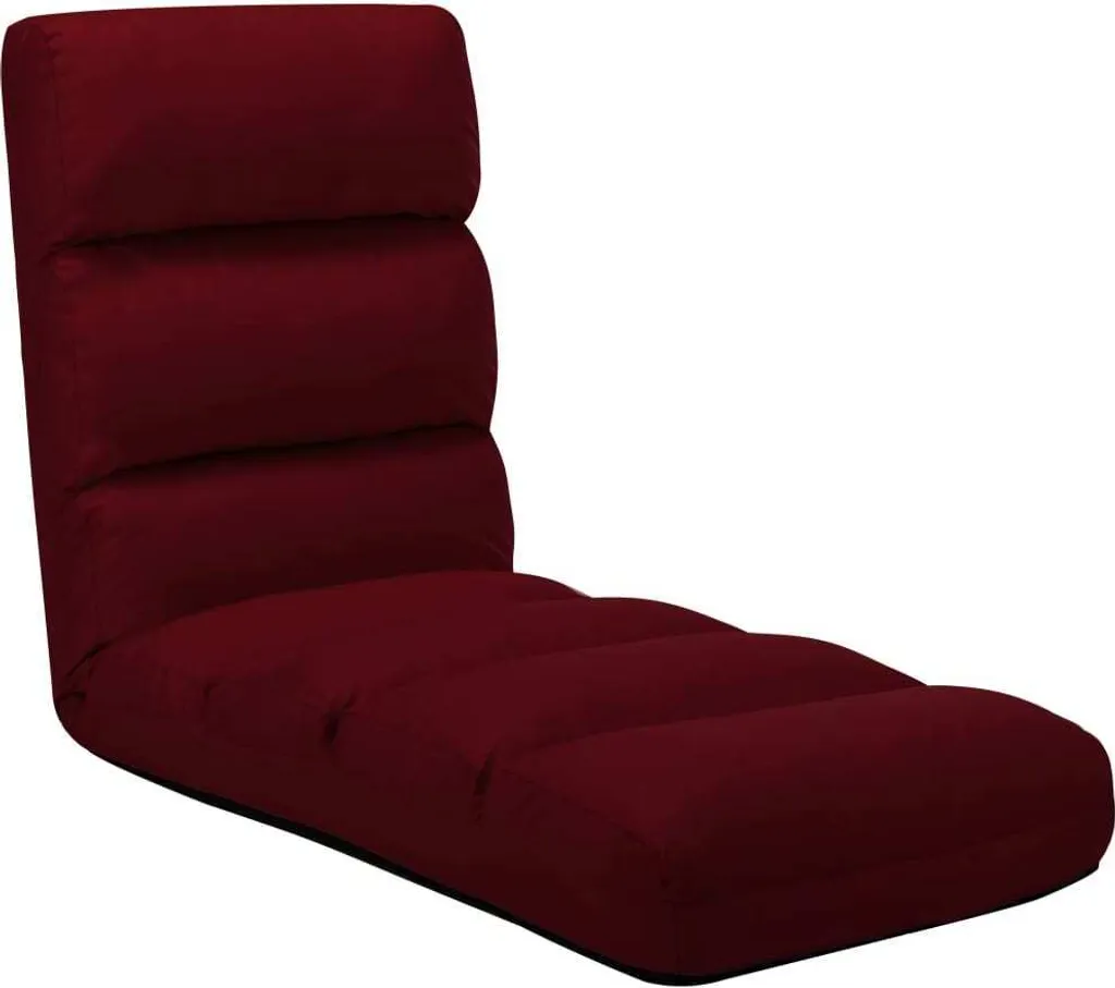 Chaise de sol pliable rouge bordeaux avec revêtement similicuir durable